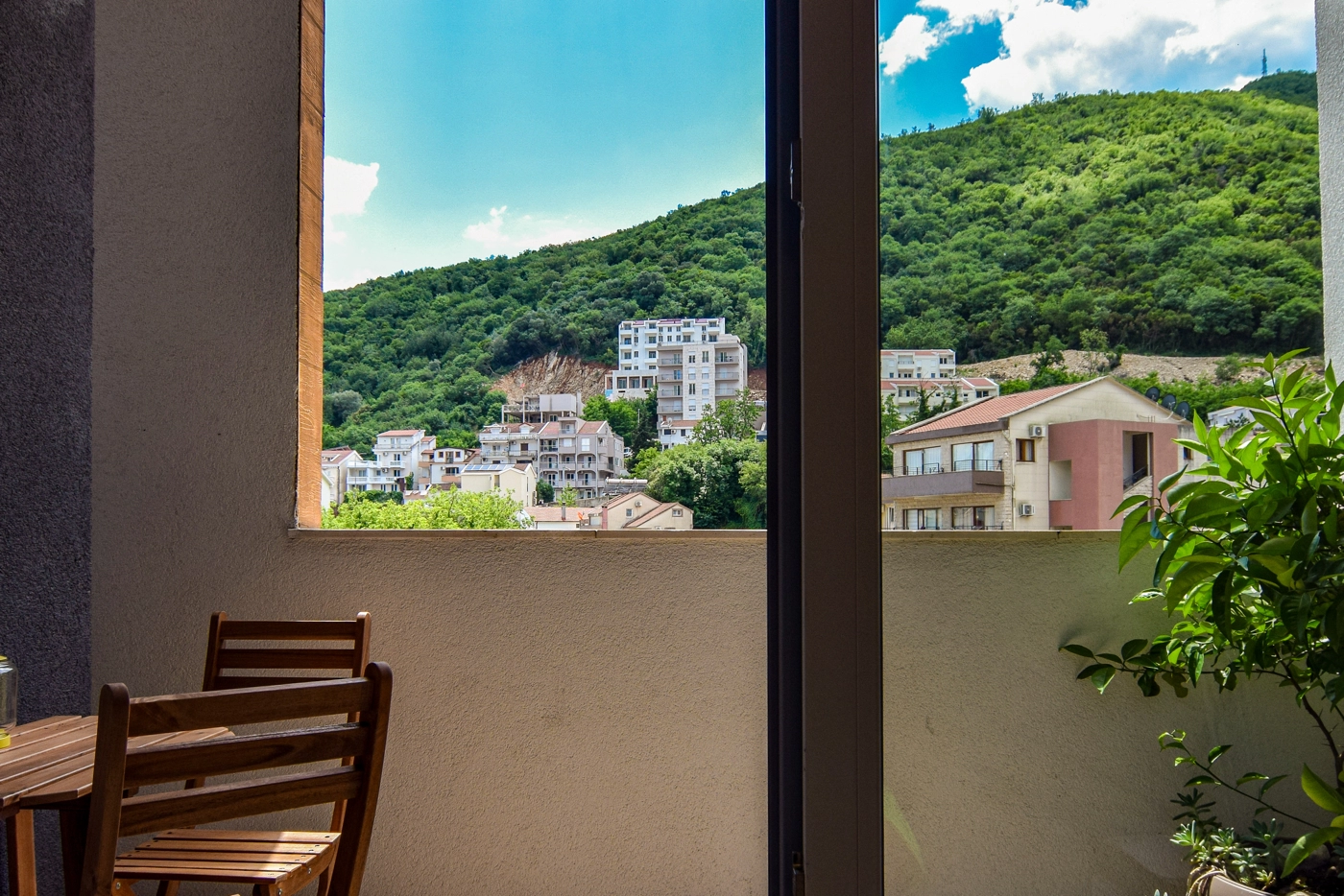 Private terrace with hill and greenery views, Plumeria Loft Budva